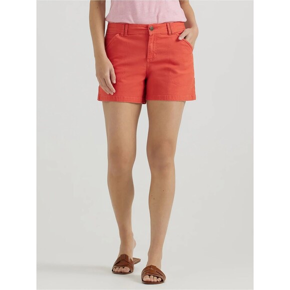 Lee Pants - Lee Legendary Carpenter Shorts Womens 6 Coral Hammer Loop Cotton Stretch NEW